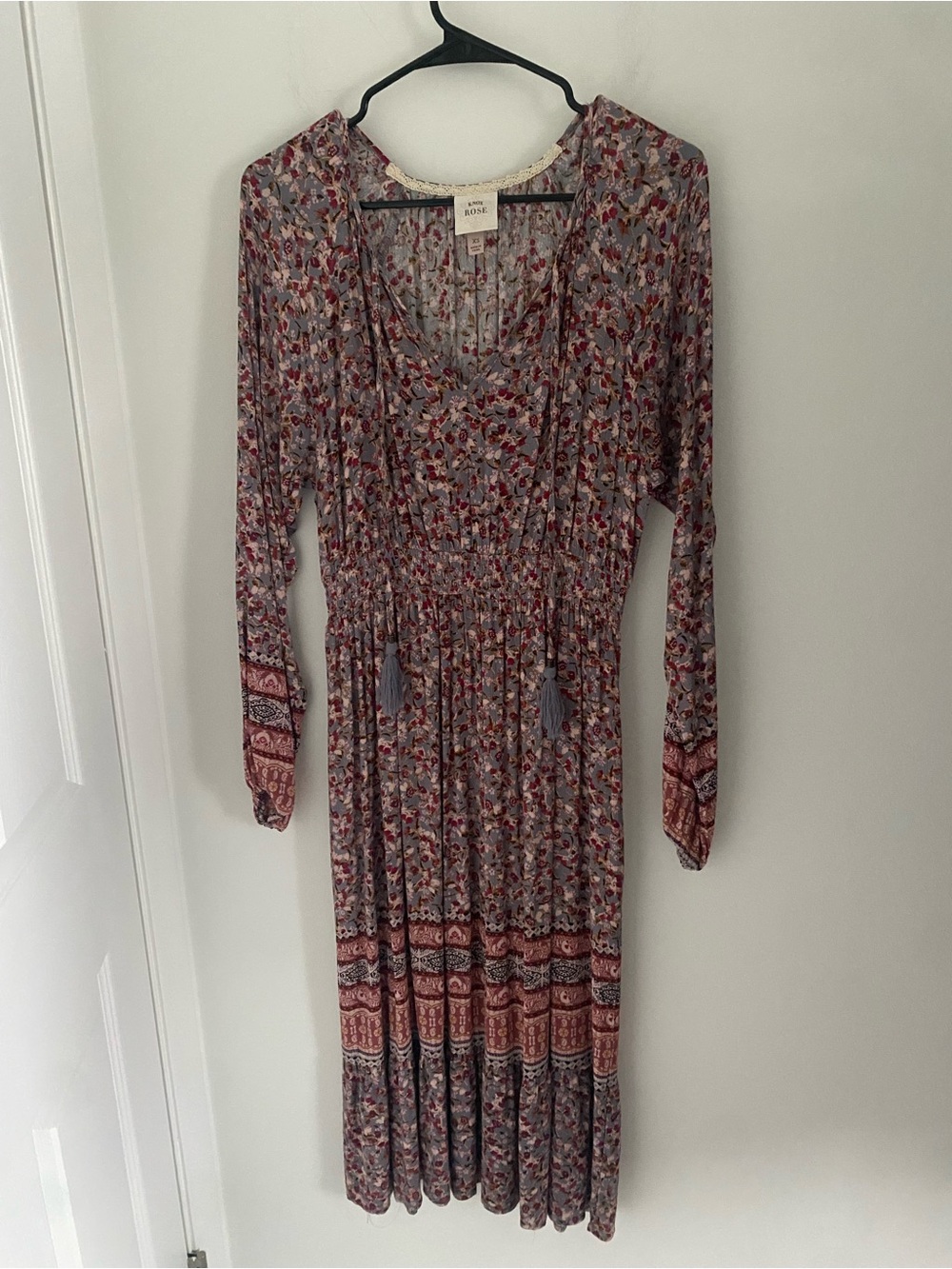 Knox Rose Boho Floral Long-Sleeve Maxi Dress